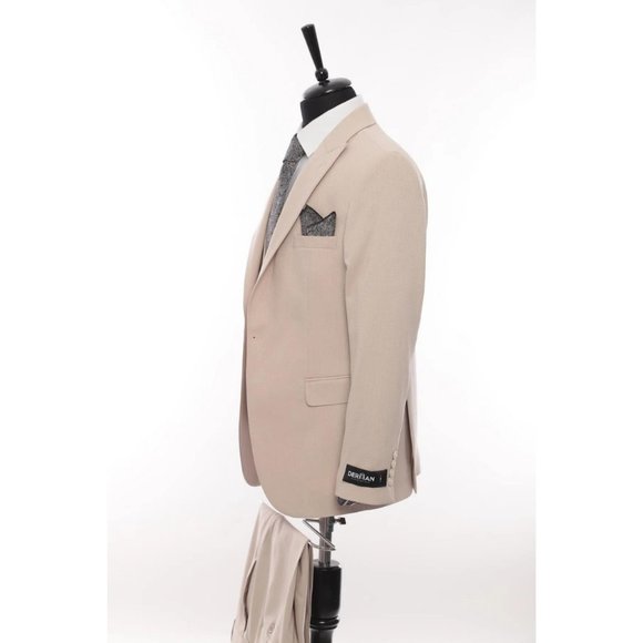 Derman Light Cream Patterned Fabric Luxury Suit 3 Pieces - Picture 4 of 6